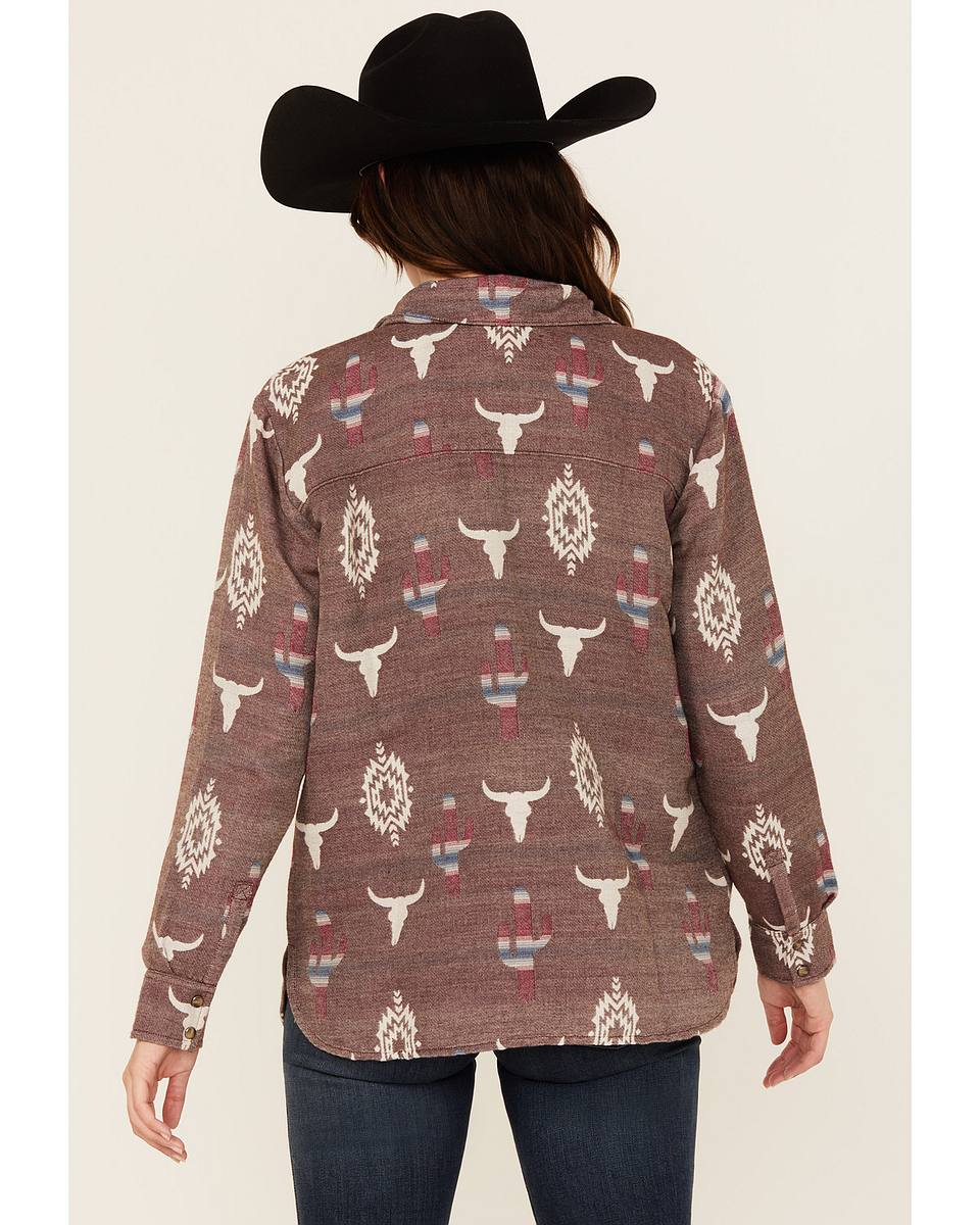 Women's Conversation Print Long Sleeve Snap Western Shirt
