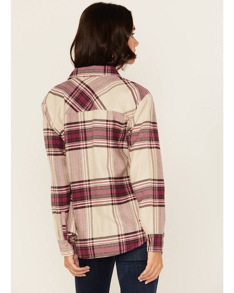 Women's Plaid Print Long Sleeve Button-Down Western Shirt