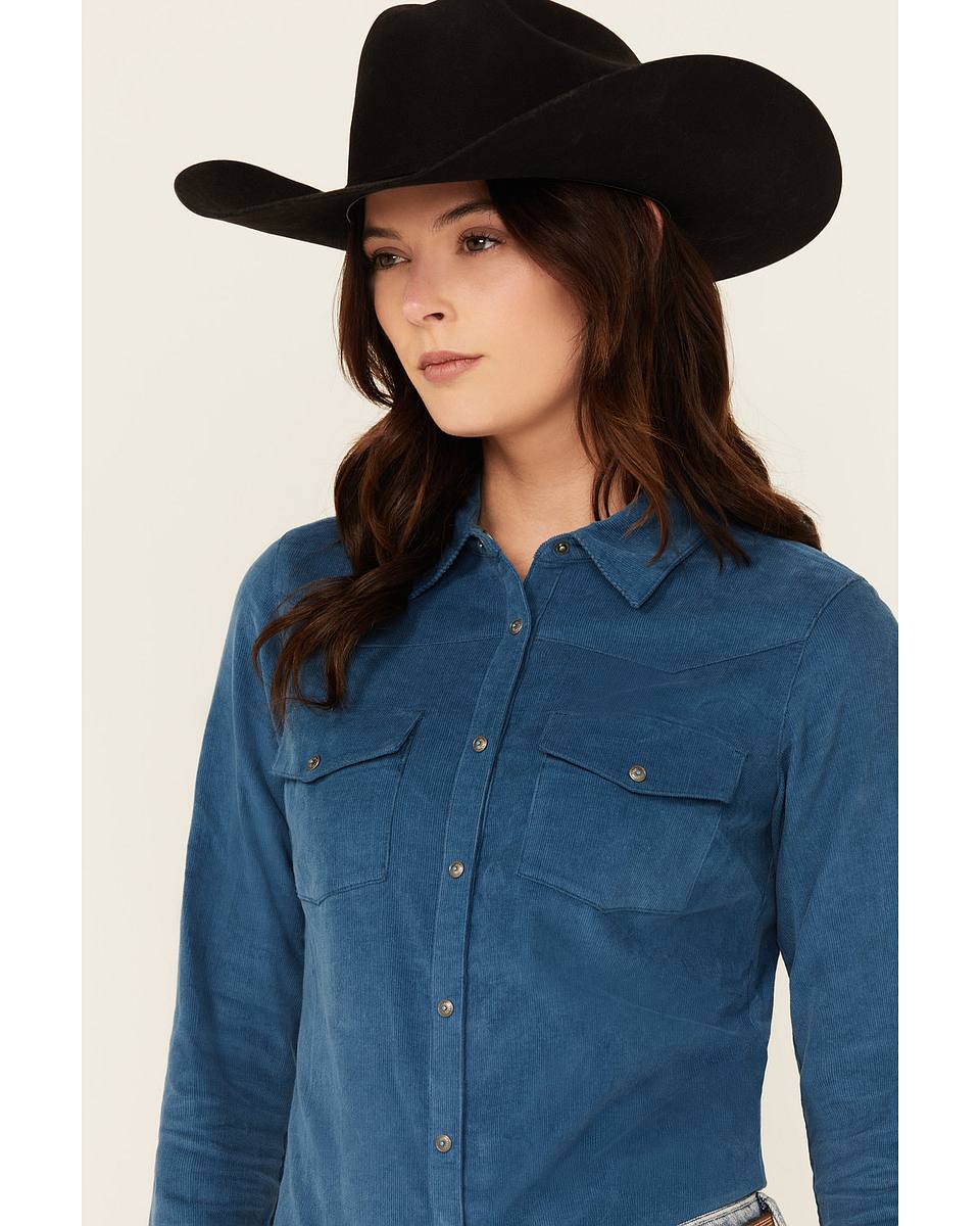 Women's Wale Corduroy Long Sleeve Snap Western Shirt