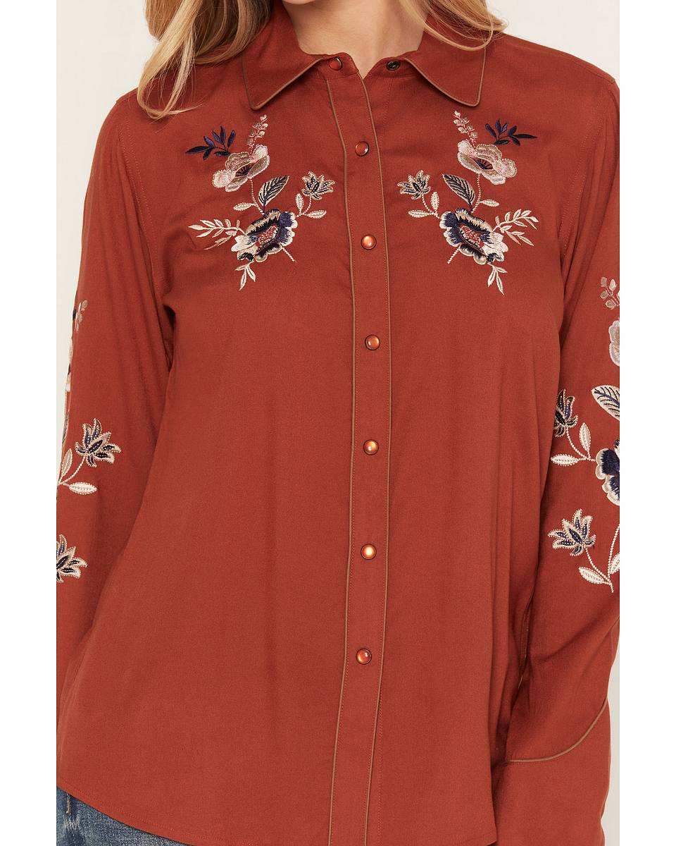 Women's Linden Floral Embroidered Long Sleeve Pearl Snap Western Shirt