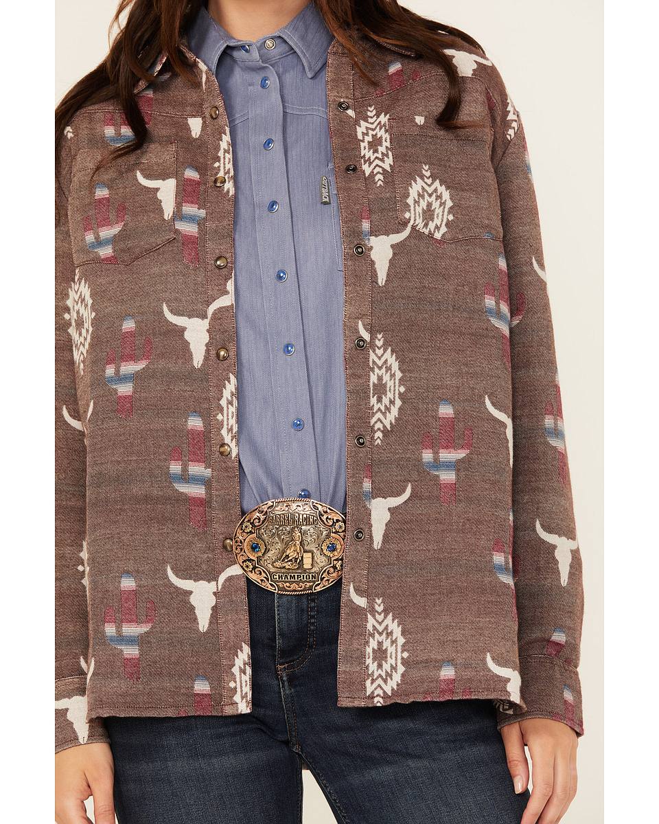 Women's Conversation Print Long Sleeve Snap Western Shirt