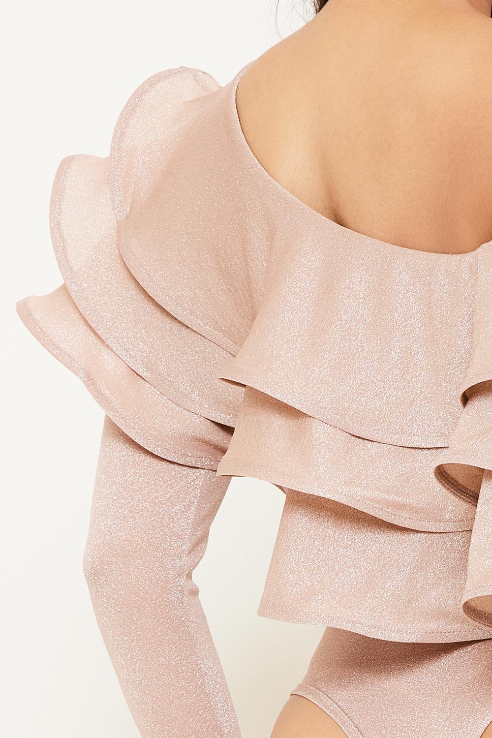 Symphony Bodysuit - Triple Layer Ruffle One Shoulder Bodysuit | Zezebe