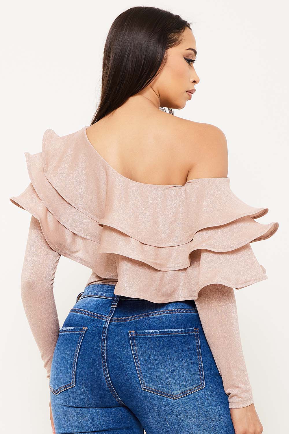 Symphony Bodysuit - Triple Layer Ruffle One Shoulder Bodysuit | Zezebe
