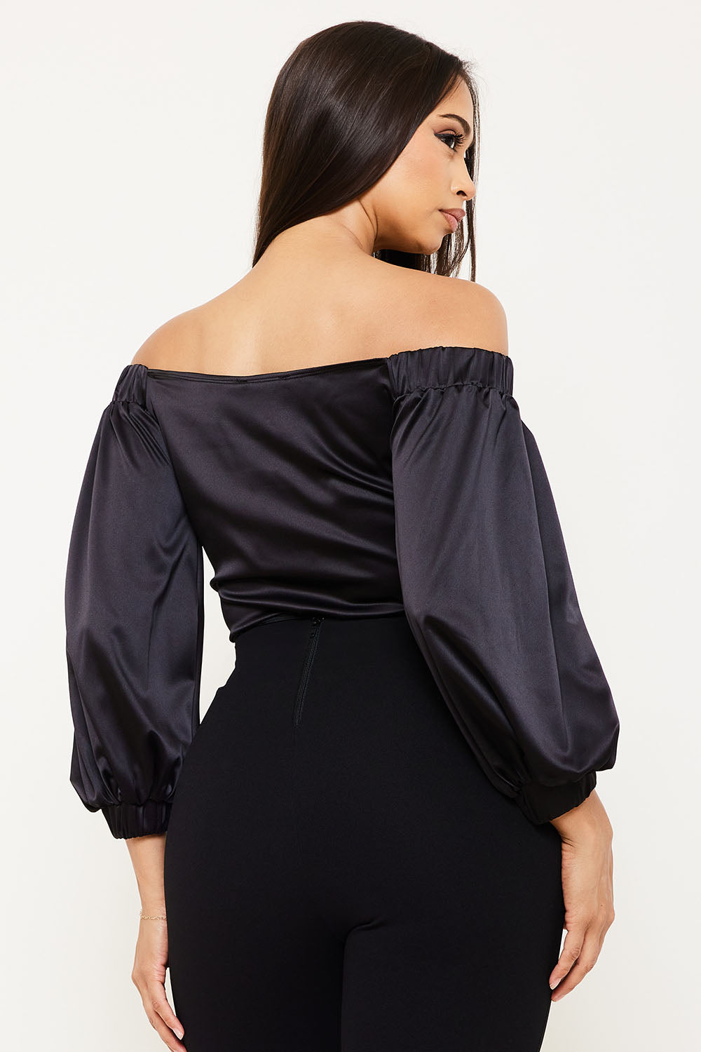 Symphony Bodysuit - Satin Off The Shoulder Bodysuit | Zezebe