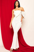 Symphony Jumpsuit - Glitter Techno Crepe Large Bow Front Jumpsuit | Zezebe