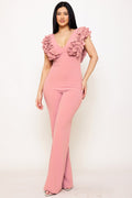 Symphony Jumpsuit - Ruffle Sleeve Techno Crepe Jumpsuit | Zezebe