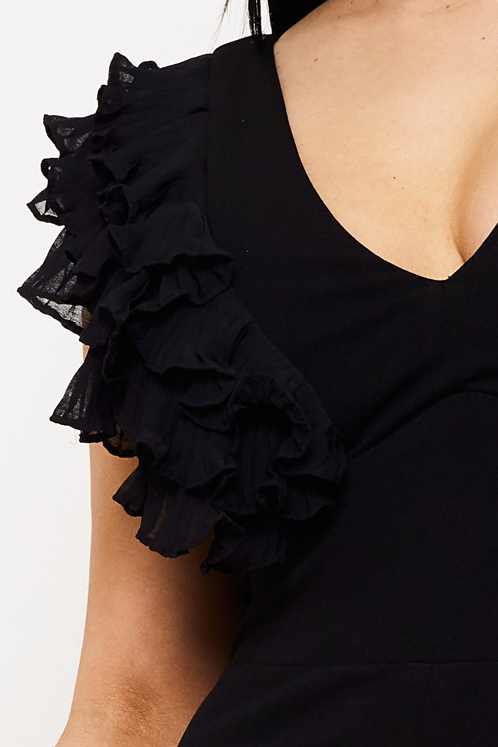 Symphony Jumpsuit - Ruffle Sleeve Techno Crepe Jumpsuit | Zezebe