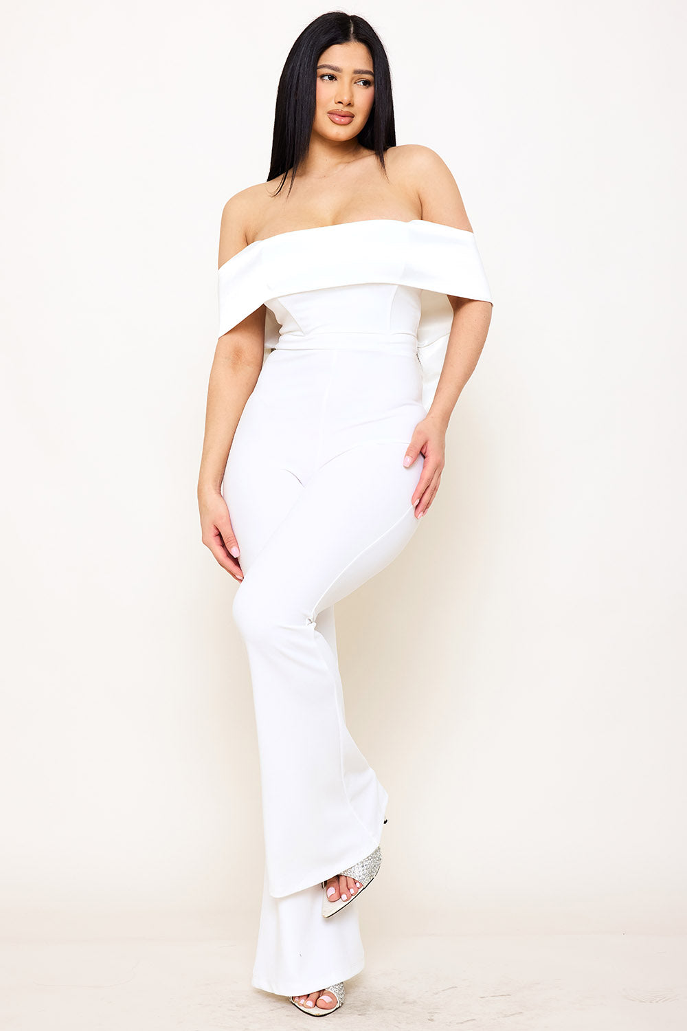 Symphony Jumpsuits - Satin And Techno Crepe Contast Jumpsuit | Zezebe