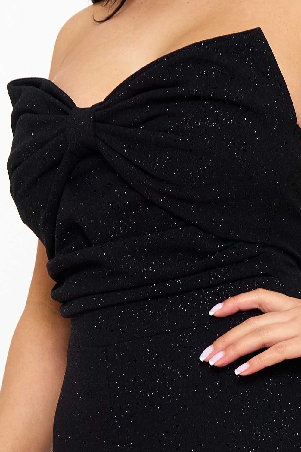 Symphony Jumpsuits - Glitter Bow Front Jumpsuit | Zezebe