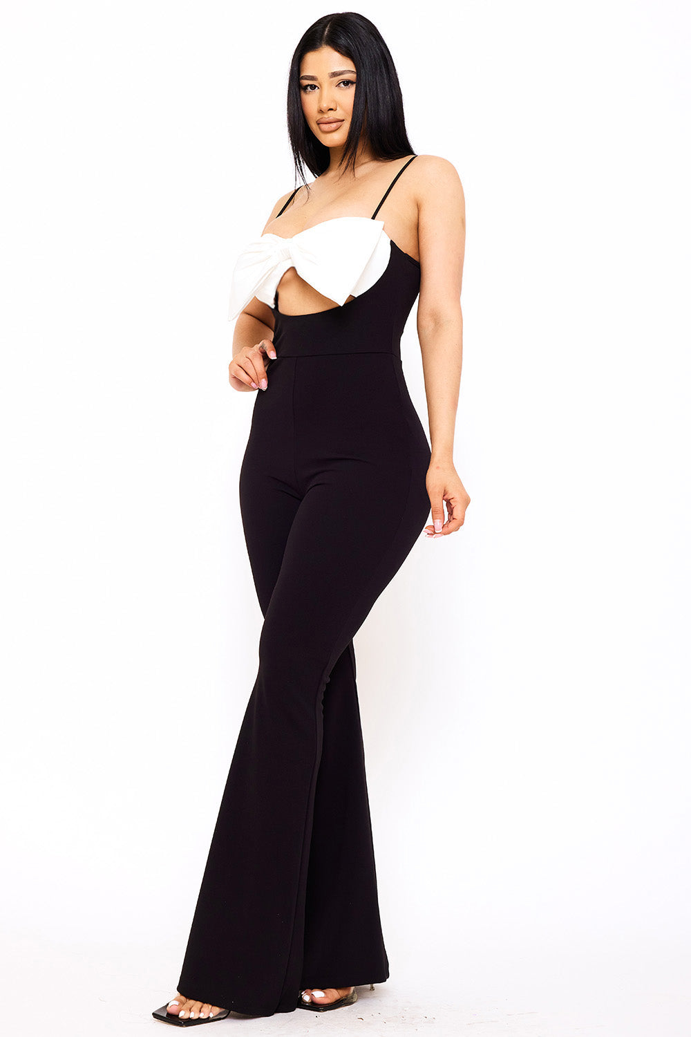 Symphony Jumpsuits - Color Contrast Bow Bust Front Jumpsuit | Zezebe