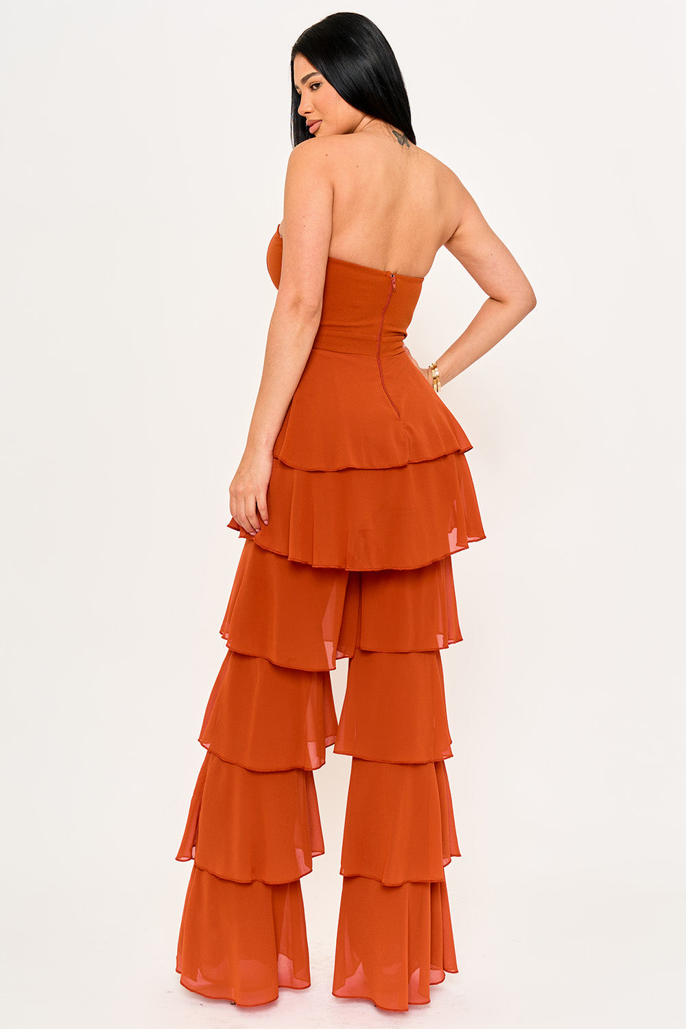 Symphony Jumpsuit - Techno Crepe & Chiffon Contrast Jumpsuit | Zezebe