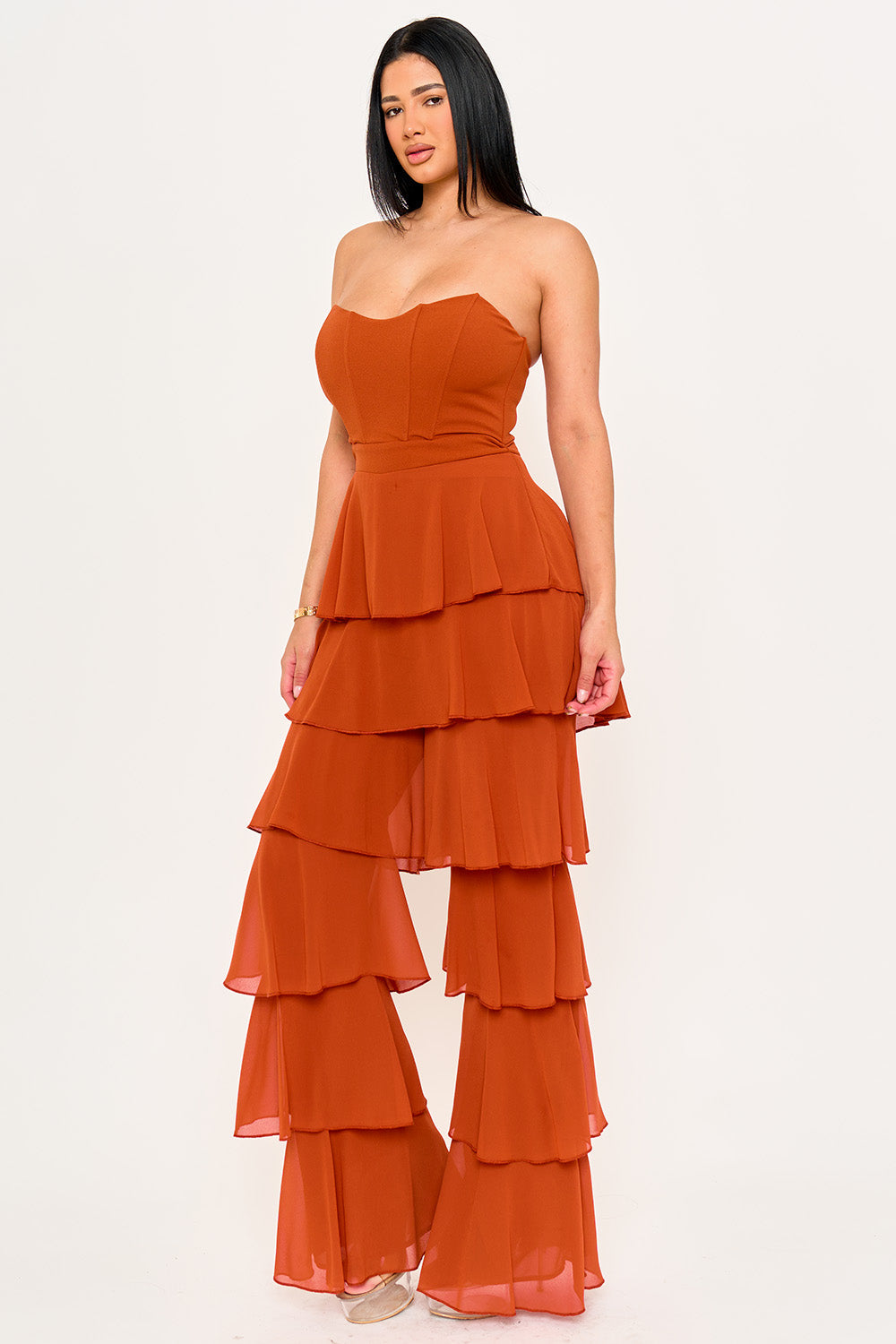 Symphony Jumpsuit - Techno Crepe & Chiffon Contrast Jumpsuit | Zezebe