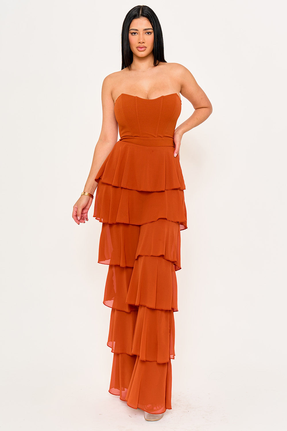 Symphony Jumpsuit - Techno Crepe & Chiffon Contrast Jumpsuit | Zezebe
