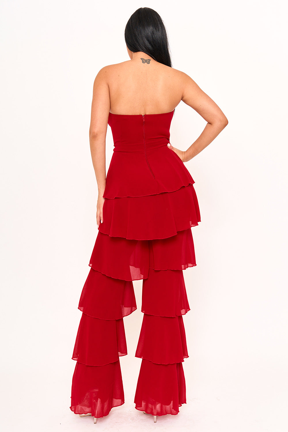Symphony Jumpsuit - Techno Crepe & Chiffon Contrast Jumpsuit | Zezebe