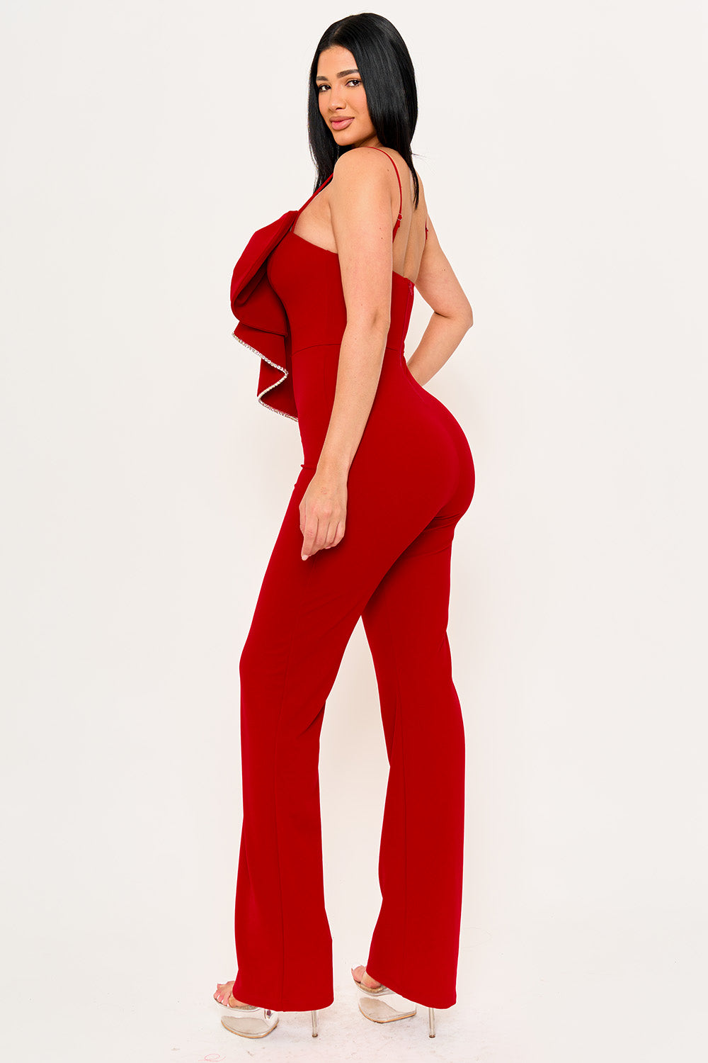 Symphony Jumpsuit - Rhinestone Trim The Edge Of The Bow Jumpsuit | Zezebe