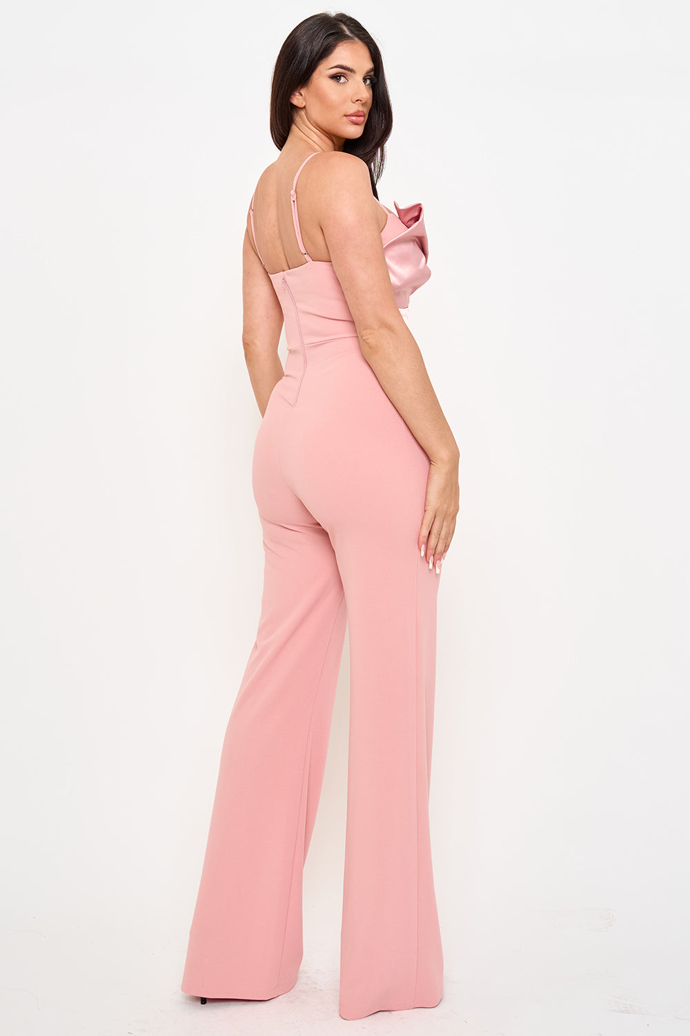 Symphony Jumpsuit - Satin Peplum Top Jumpsuit | Zezebe