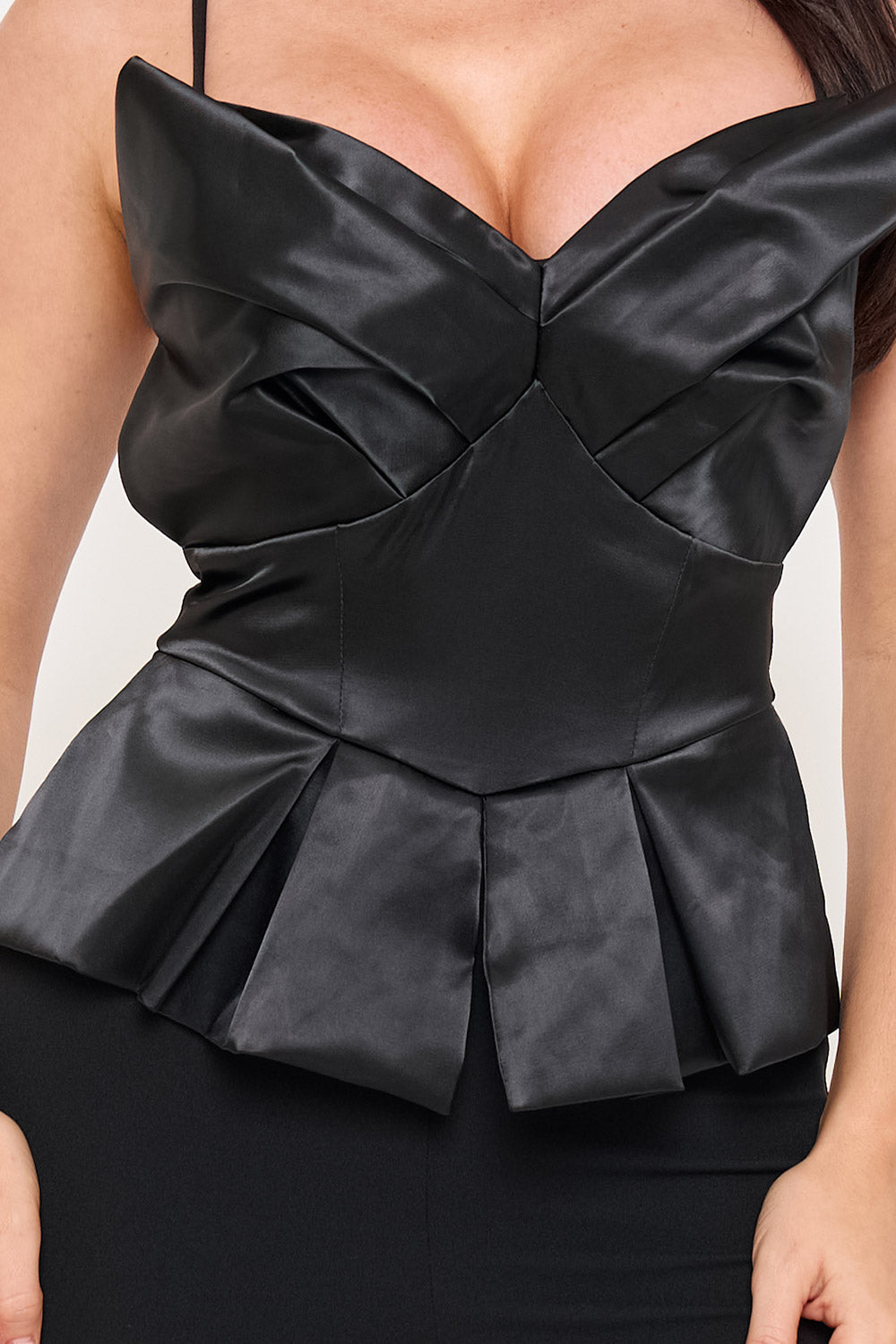 Symphony Jumpsuit - Satin Peplum Top Jumpsuit | Zezebe