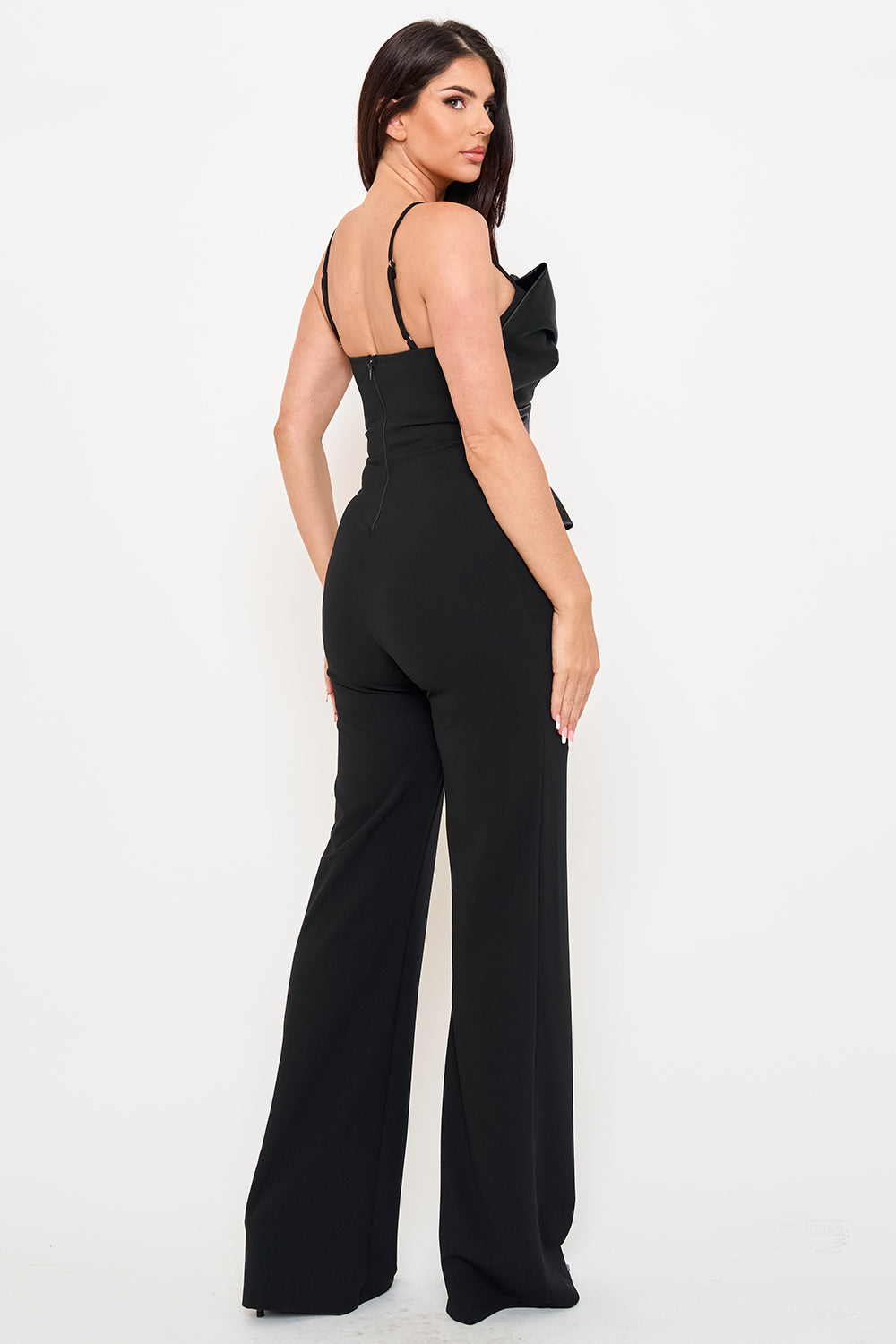 Symphony Jumpsuit - Satin Peplum Top Jumpsuit | Zezebe