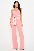 Symphony Jumpsuit - Satin Waist Twist Tie Jumpsuit | Zezebe