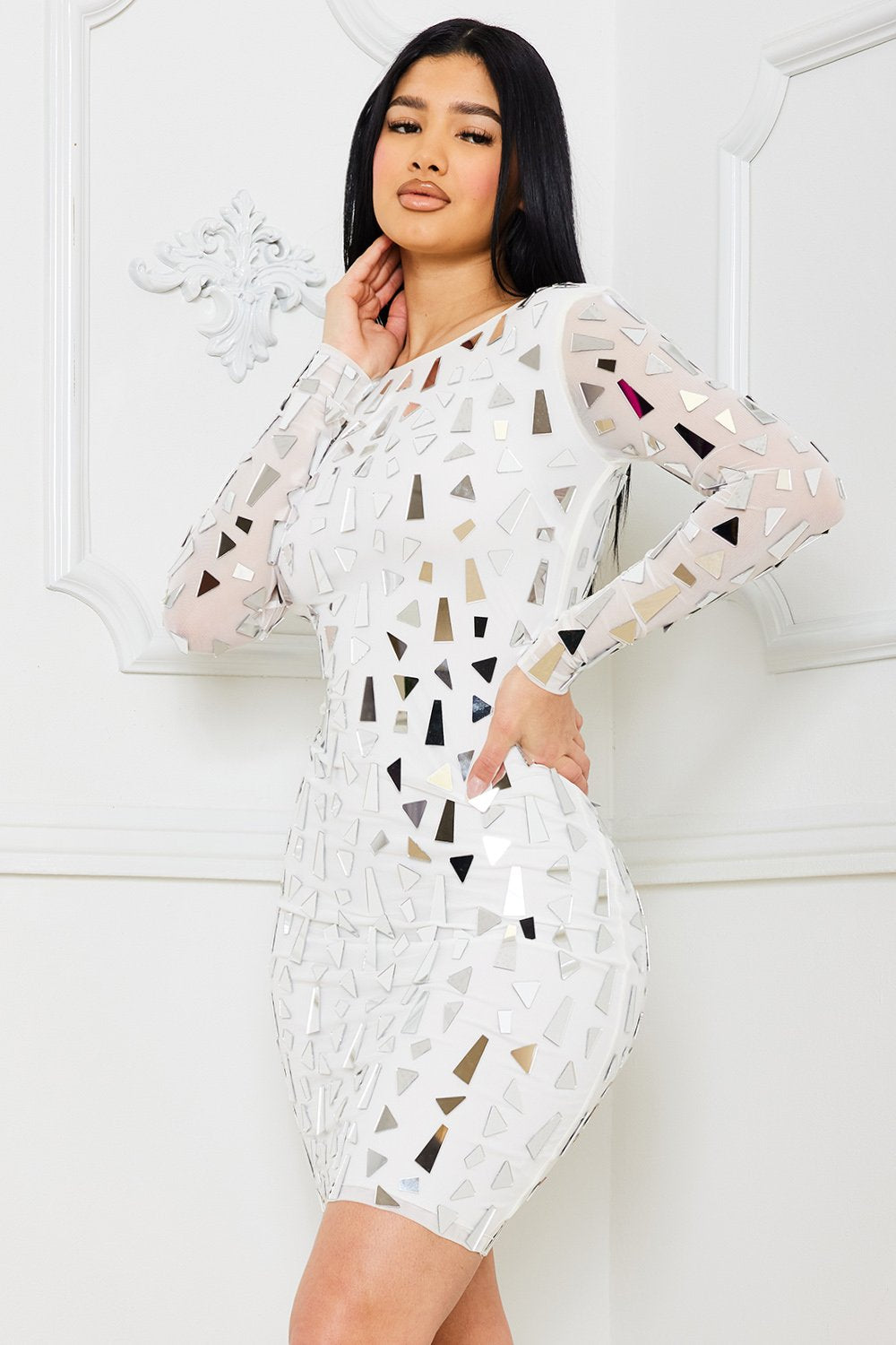 Symphony Dress - Mirror Glass Pieces Mini Dress | Zezebe
