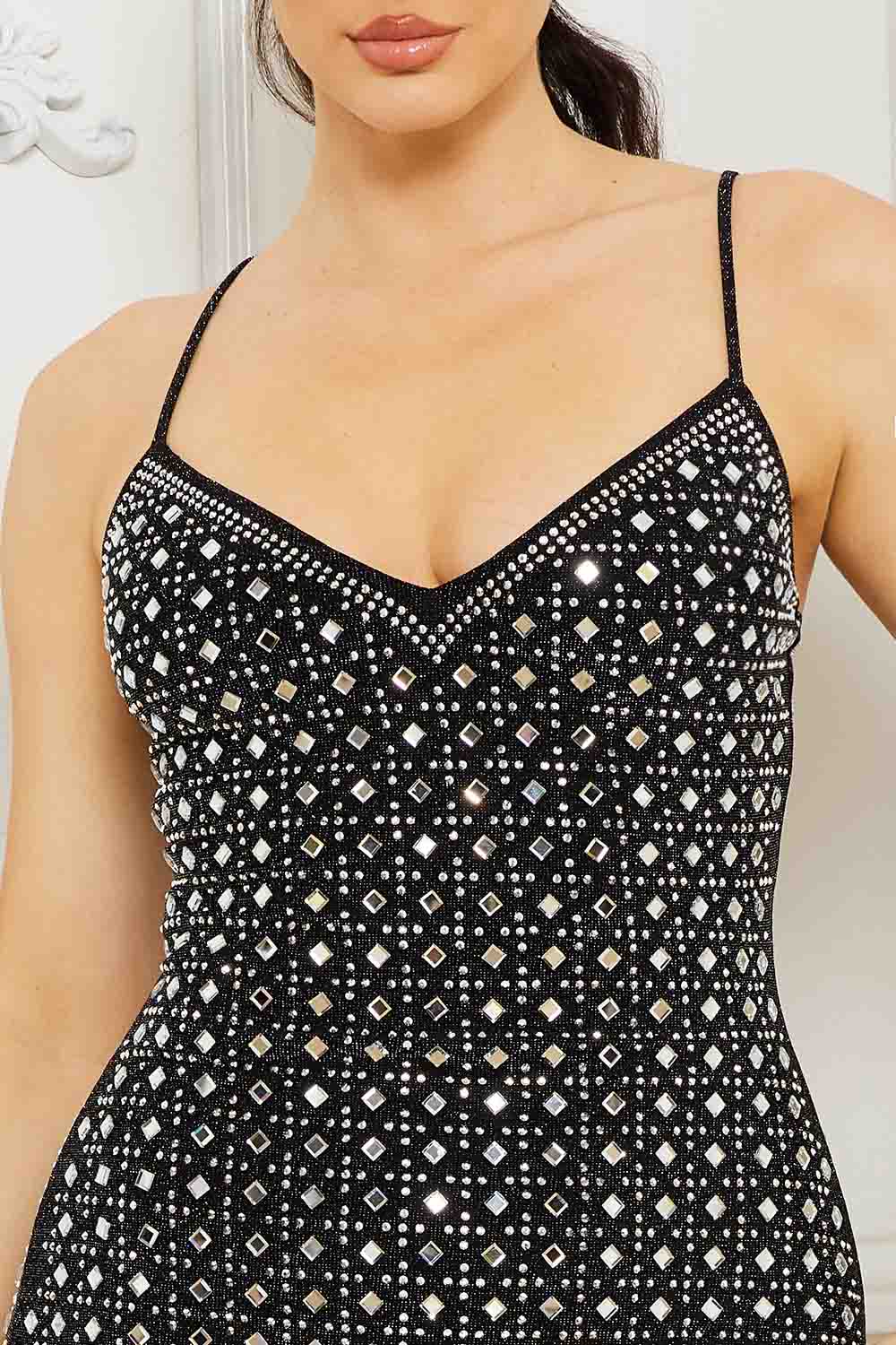 Symphony Dress - Rhinestone Embellished Mini Dress | Zezebe