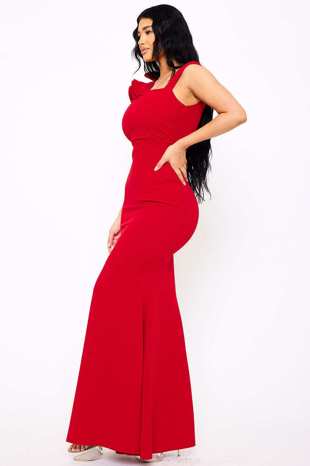 Symphony Dress - Layered Ruffle On One Shoulder Maxi Dress | Zezebe