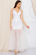 Symphony Dress - Sequin With Mesh Bottom Maxi Dress | Zezebe
