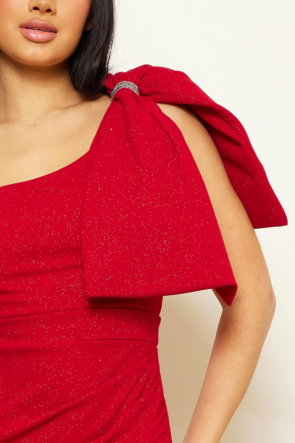 Symphony Dress - One Shoulder Oversized Bow On Sleeve Maxi Dress | Zezebe