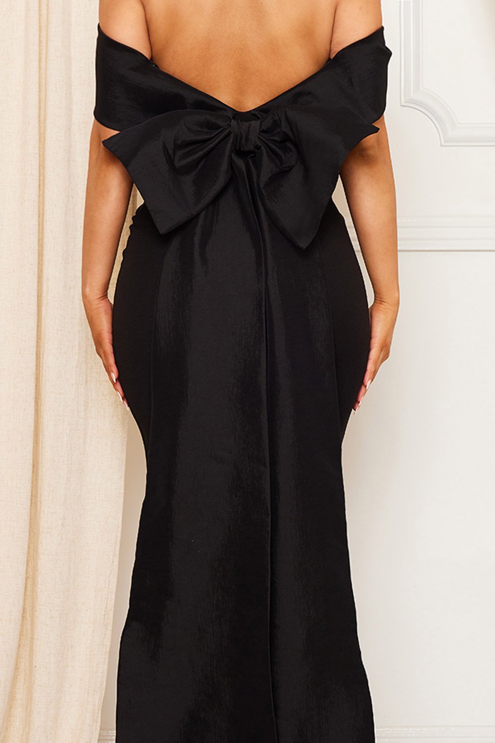 Symphony Dress - Contrast Fabric Off The Shoulder Maxi Dress | Zezebe