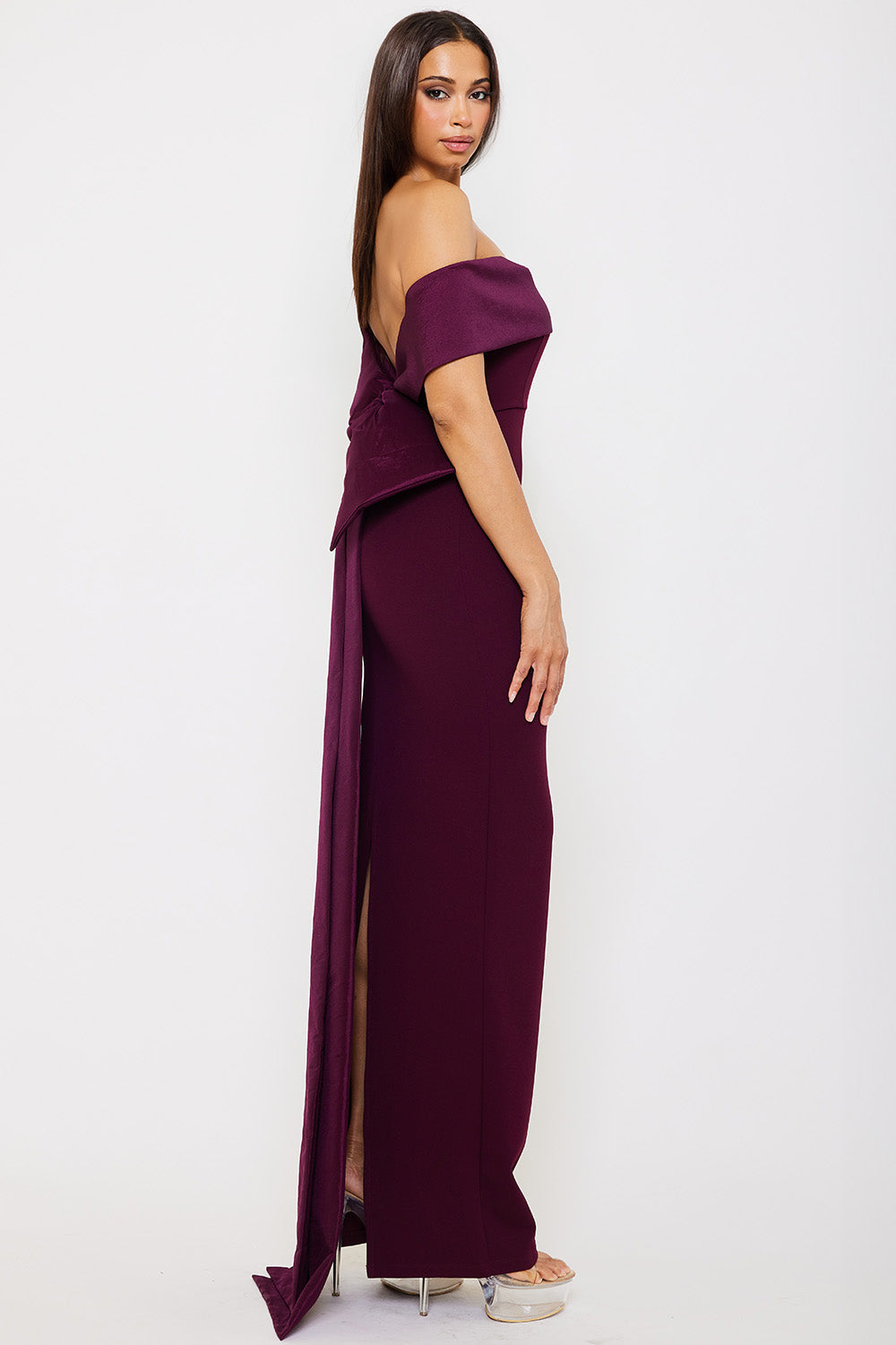 Symphony Dress - Contrast Fabric Off The Shoulder Maxi Dress | Zezebe