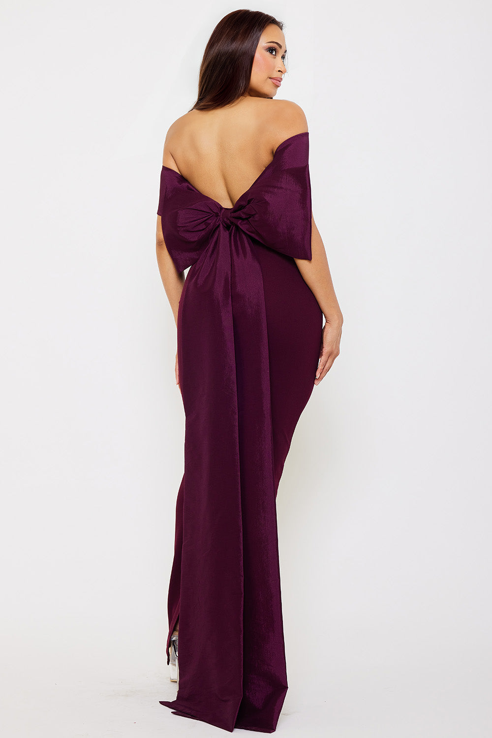 Symphony Dress - Contrast Fabric Off The Shoulder Maxi Dress | Zezebe