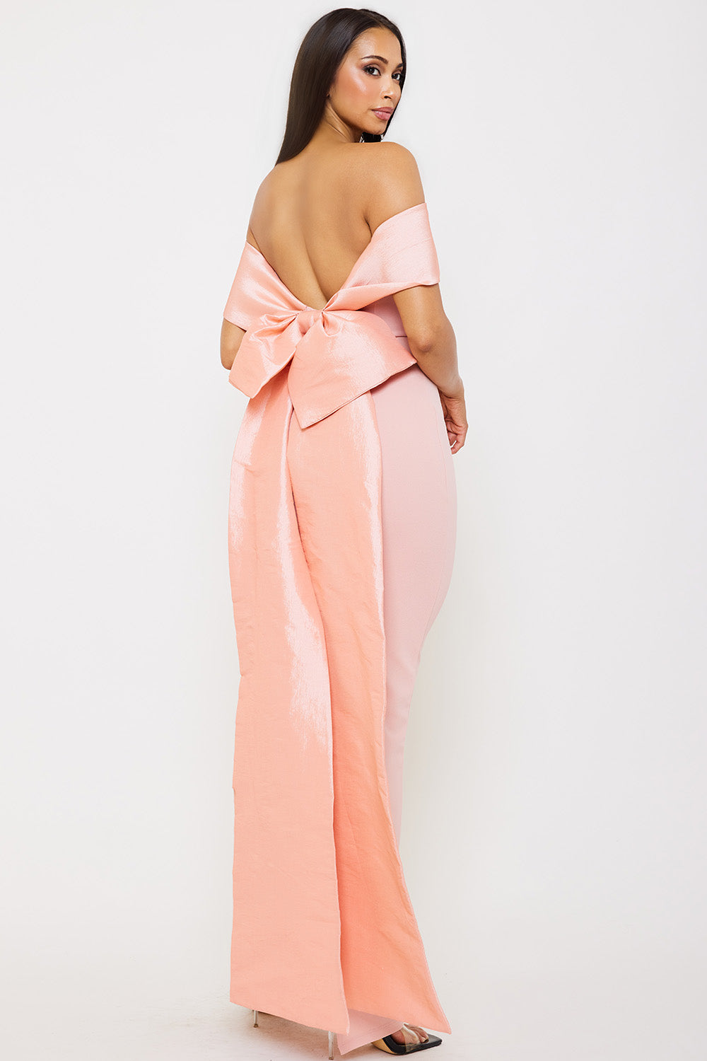 Symphony Dress - Contrast Fabric Off The Shoulder Maxi Dress | Zezebe