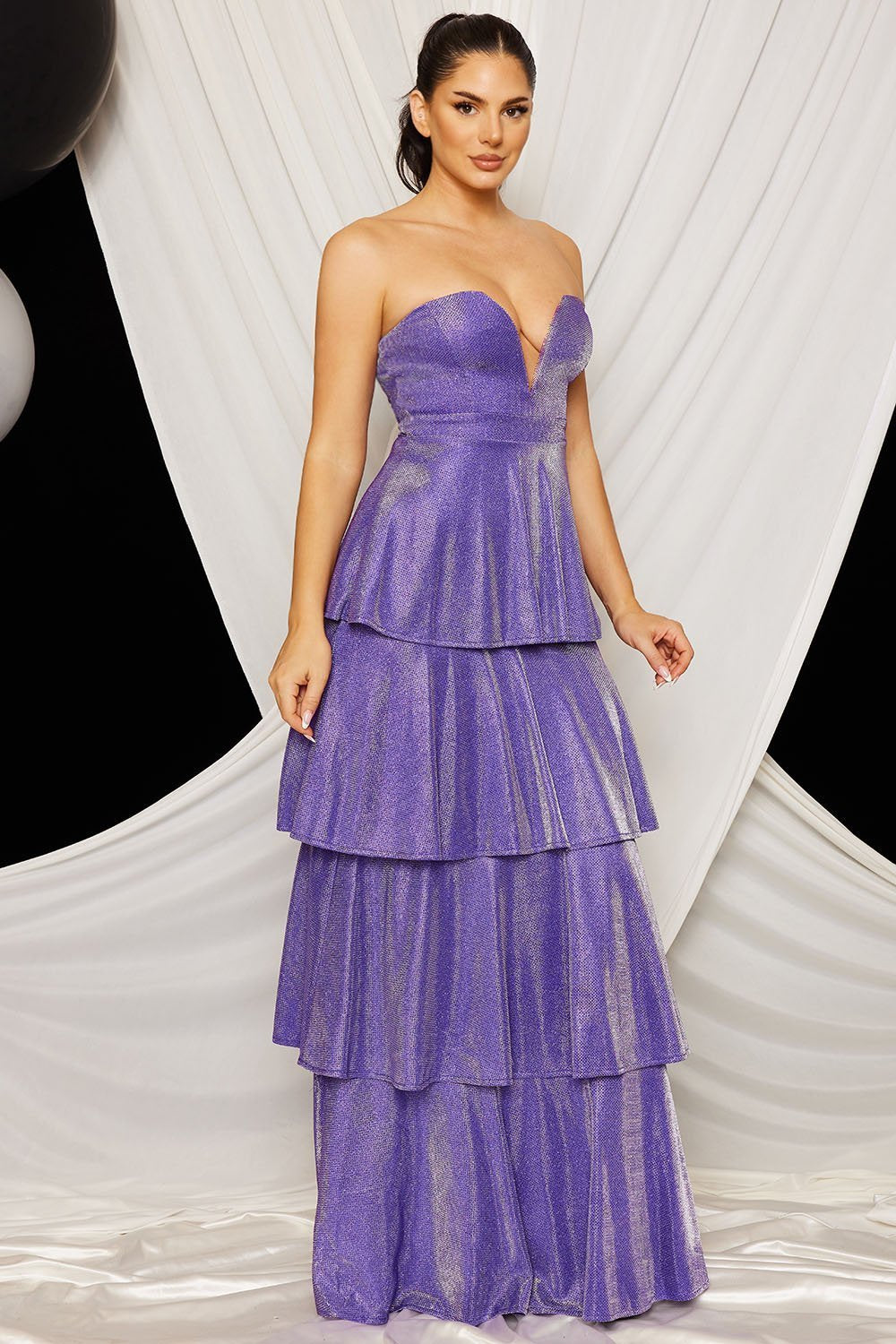Symphony Dress - Shimmer Metallic Layered Maxi Dress | Zezebe