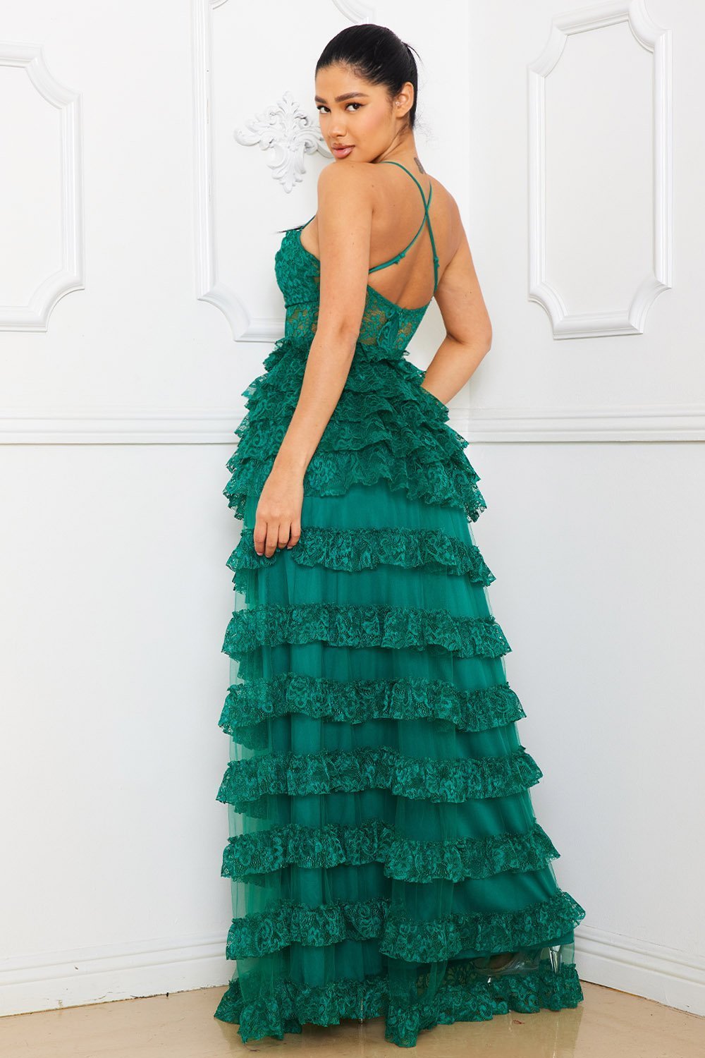 Symphony Dress - Ruffle Layer Lace Maxi Dress | Zezebe