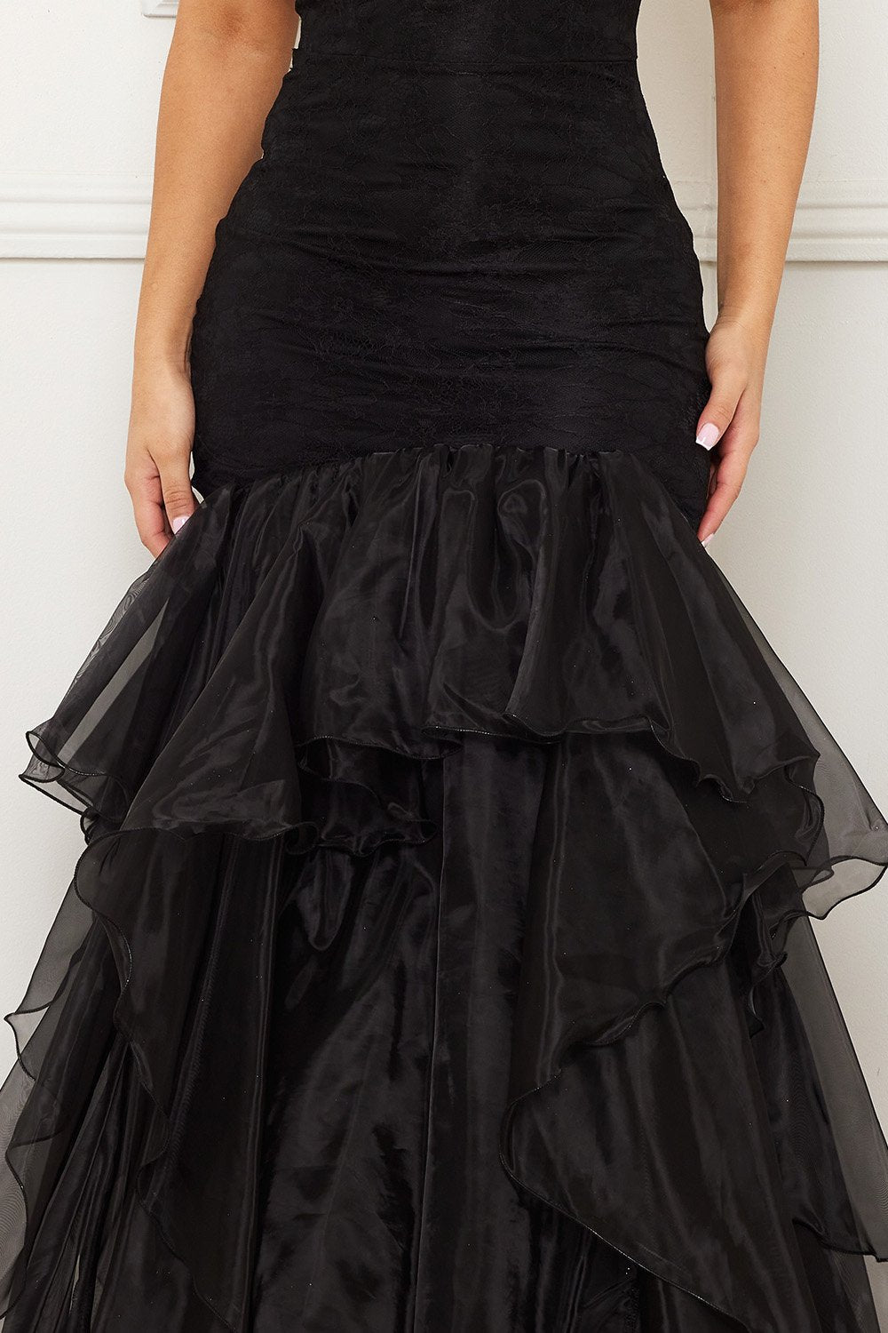 Symphony Dress - Lace And Chiffon Ruffle Mermaid Maxi Dress | Zezebe