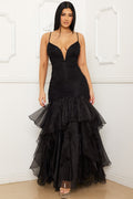 Symphony Dress - Lace And Chiffon Ruffle Mermaid Maxi Dress | Zezebe