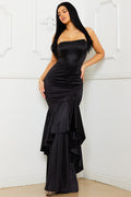 Symphony Dress - Satin Asymmetrical Mermaid Maxi Dress | Zezebe