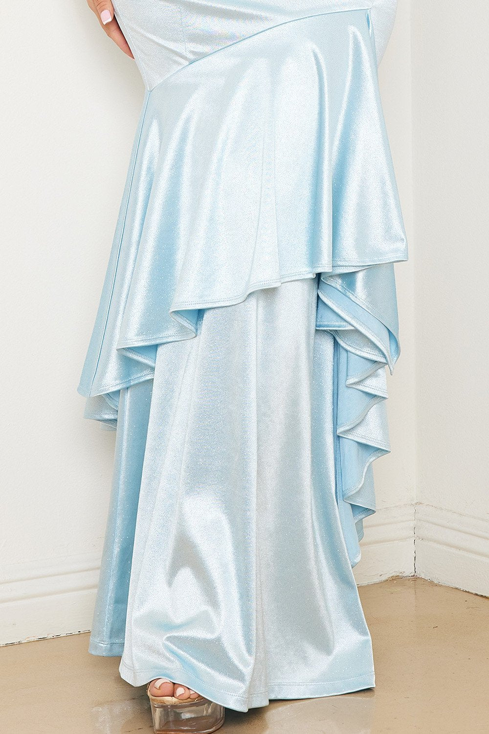 Symphony Dress - Satin Asymmetrical Mermaid Maxi Dress | Zezebe