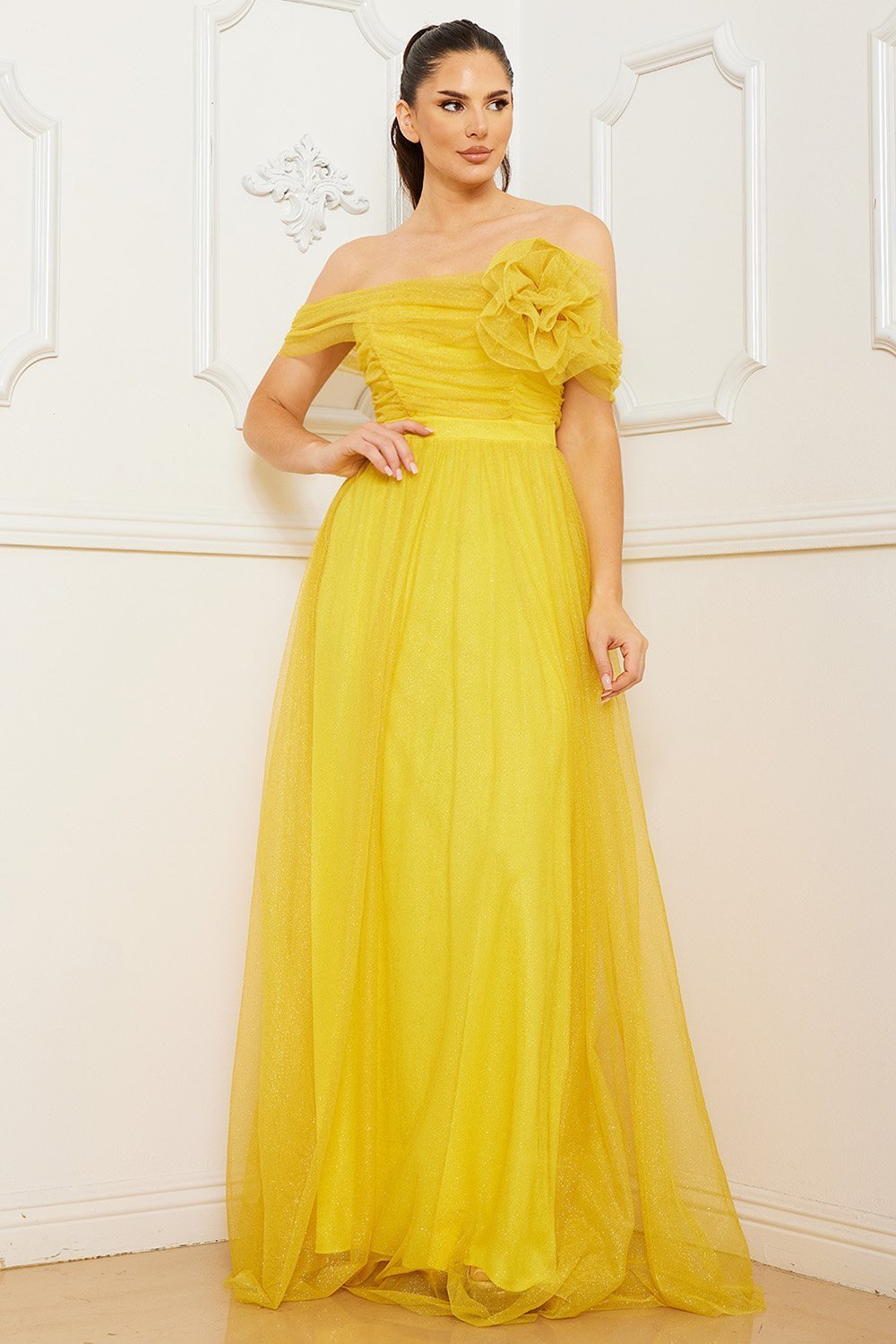 Symphony Dress - Glitter Mesh Tube Top Maxi Dress | Zezebe