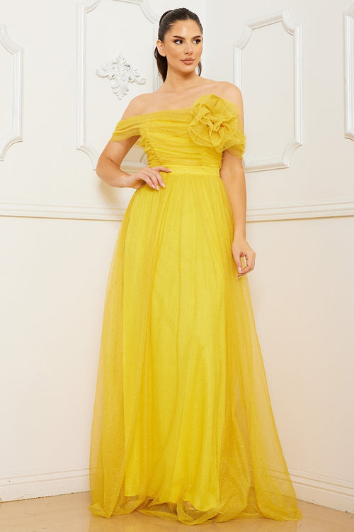 Symphony Dress - Glitter Mesh Tube Top Maxi Dress | Zezebe