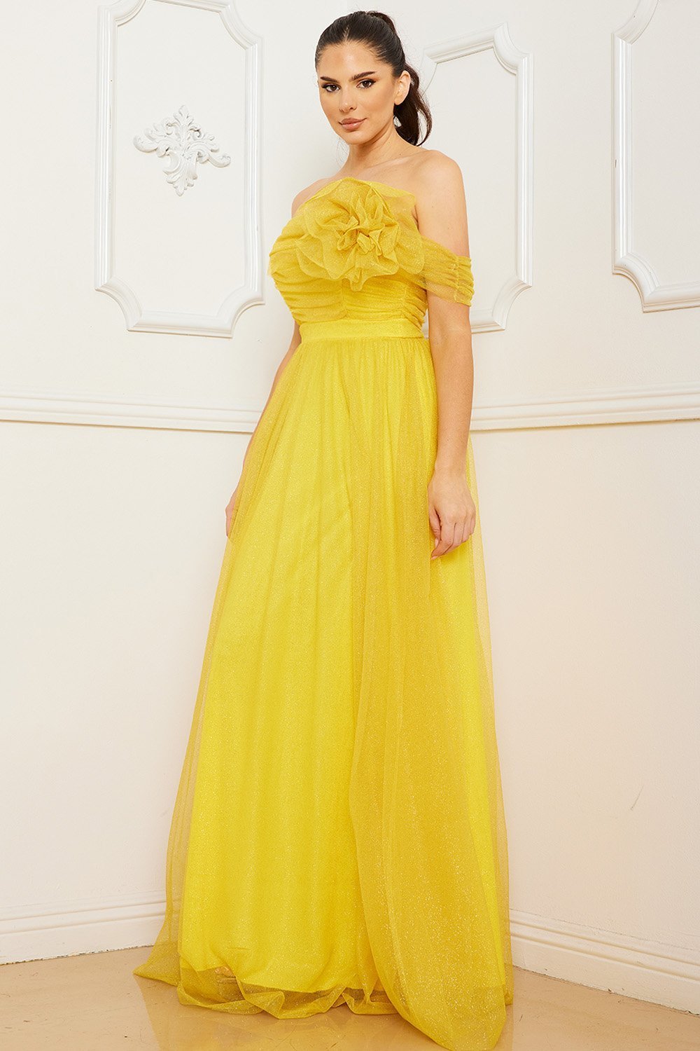 Symphony Dress - Glitter Mesh Tube Top Maxi Dress | Zezebe