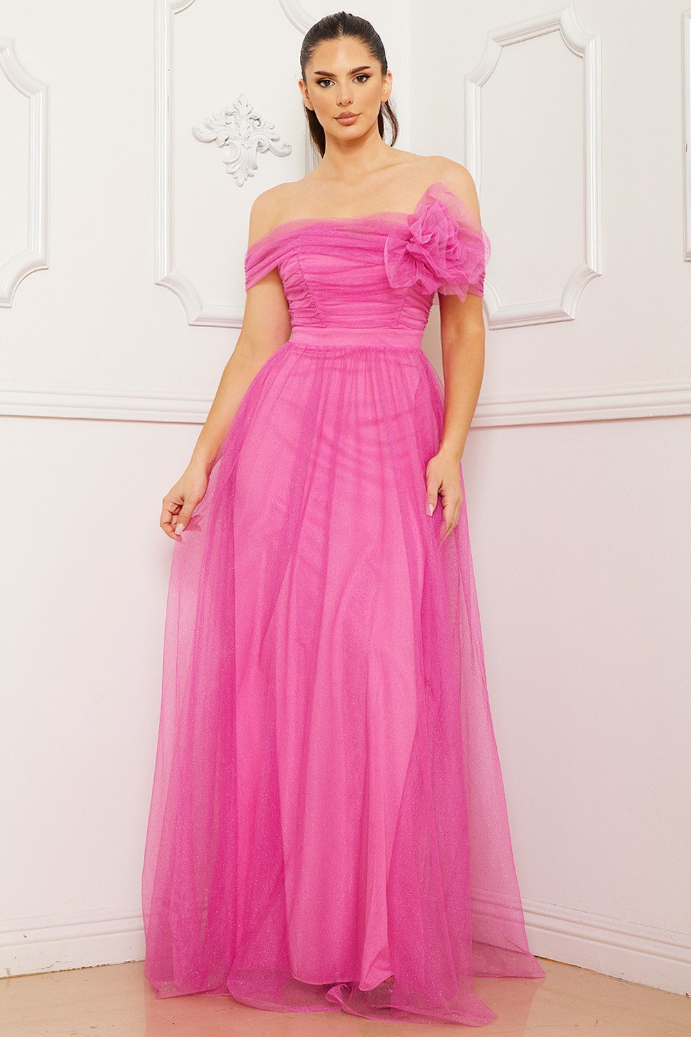 Symphony Dress - Glitter Mesh Tube Top Maxi Dress | Zezebe