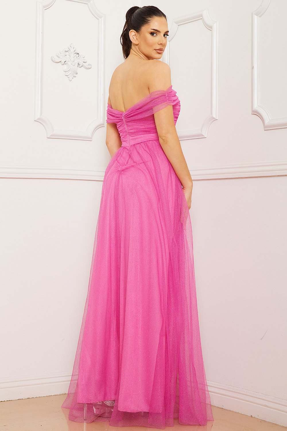 Symphony Dress - Glitter Mesh Tube Top Maxi Dress | Zezebe