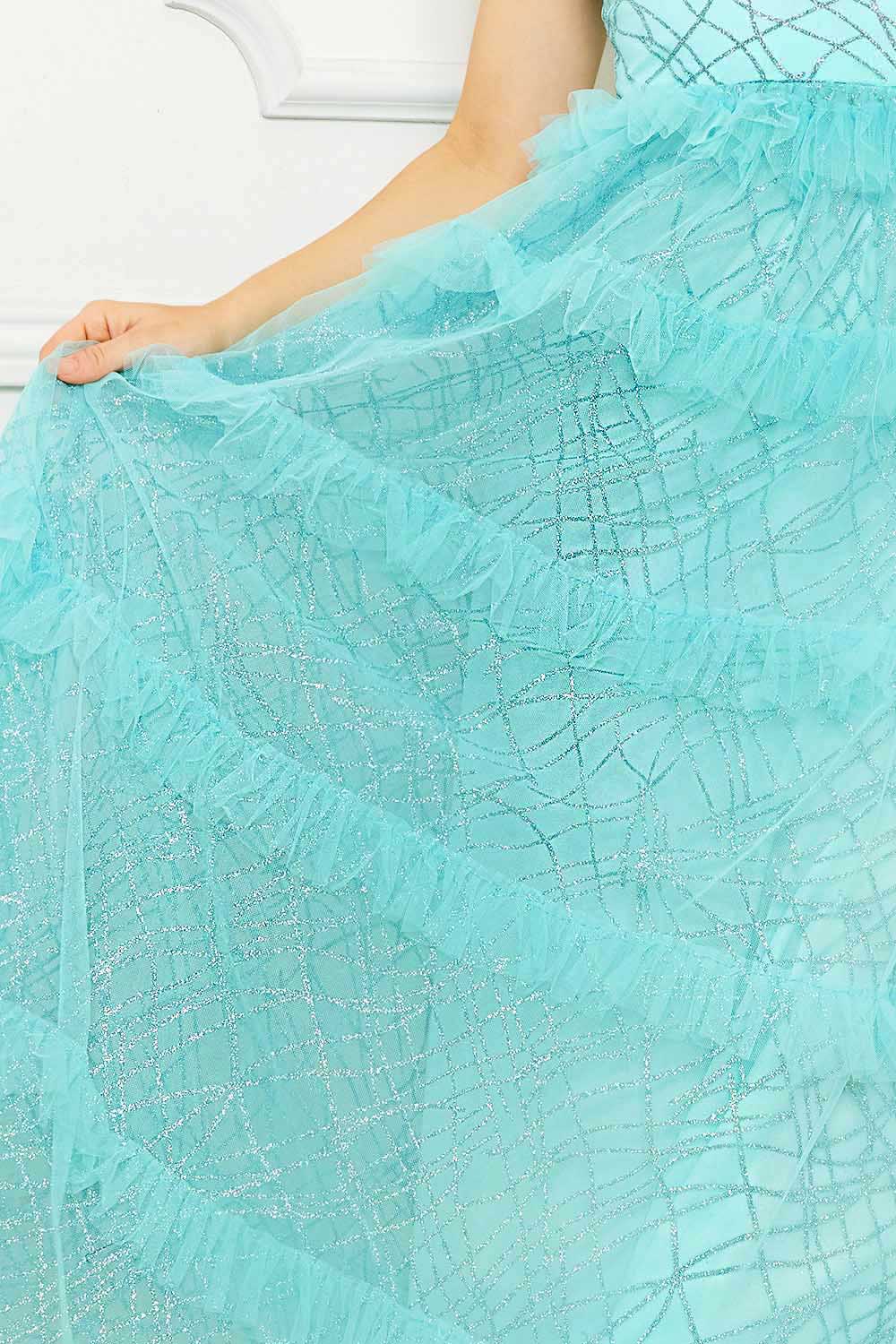 Symphony Dress - Geo Print Mesh Layered Maxi Dress | Zezebe