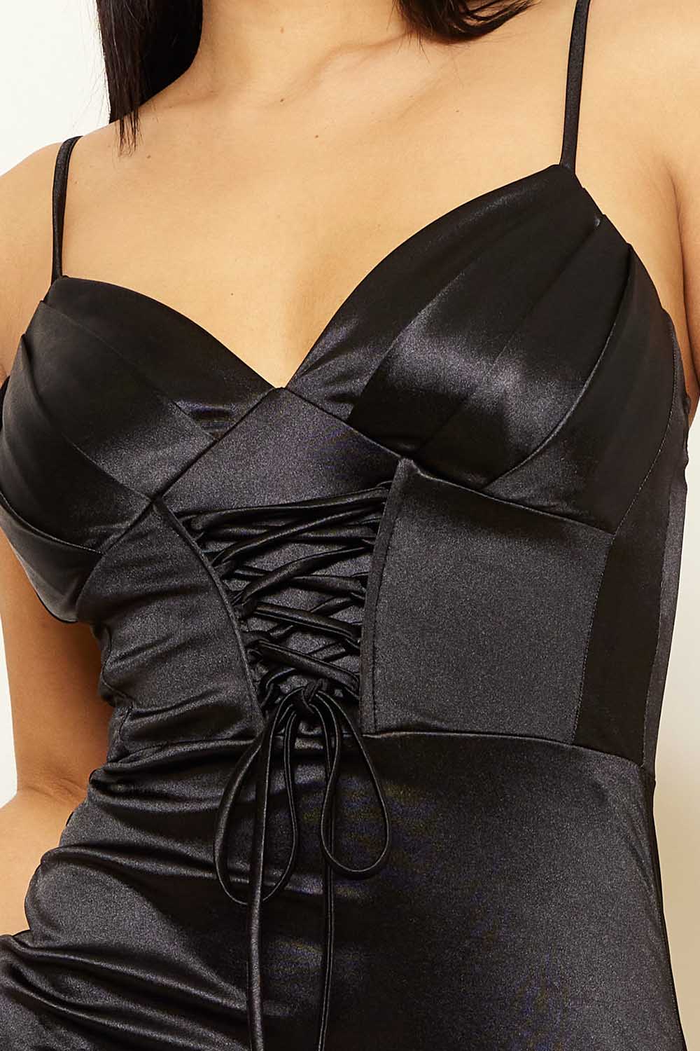 Symphony Dress - Satin Caged Waist Maxi Dress | Zezebe