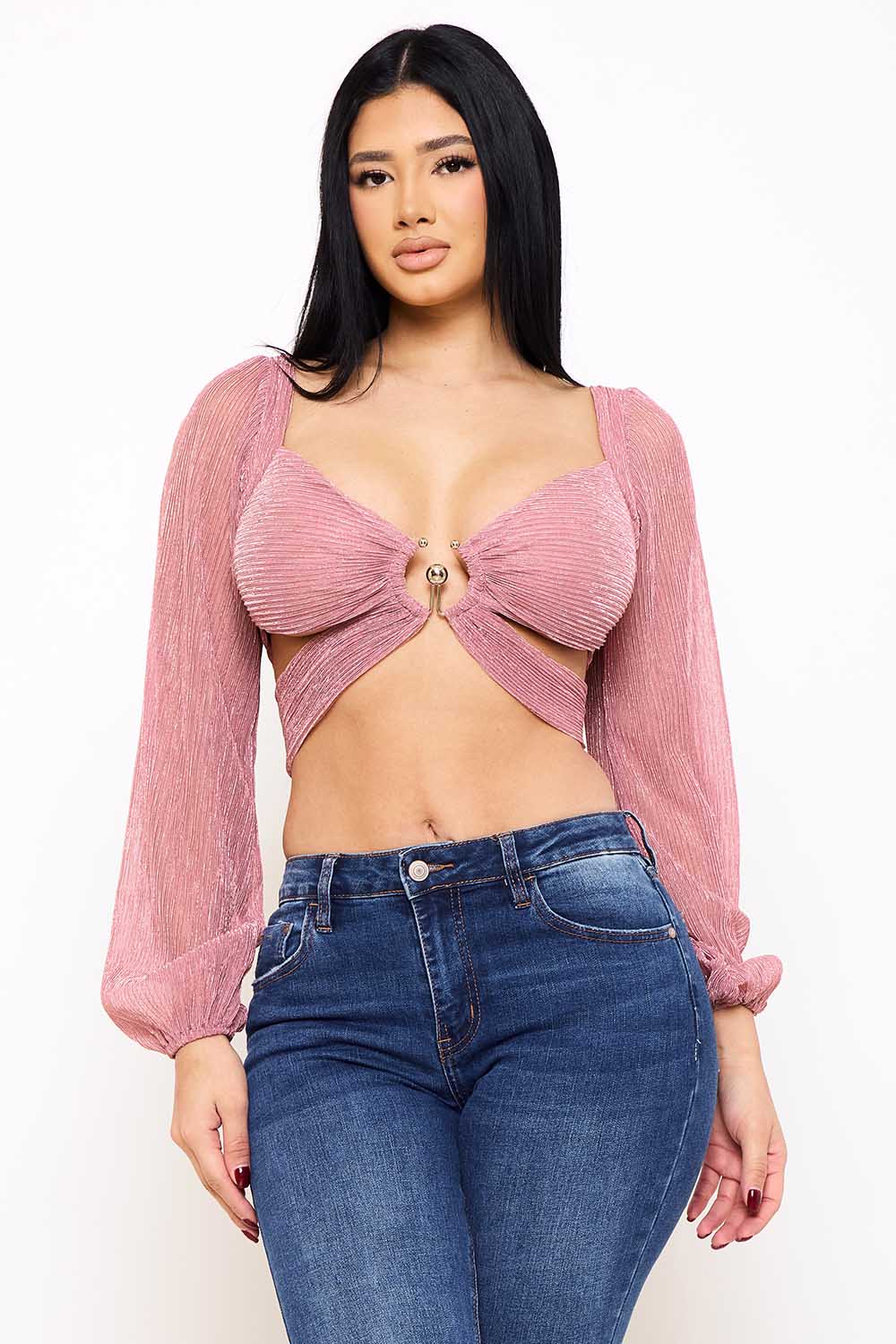 Symphony Top - Bodre Metallic Butterfly Crop Top | Zezebe