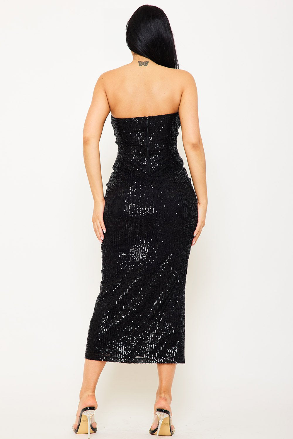 Symphony Dress - Sequin Criss Cross Detail Midi Dress | Zezebe