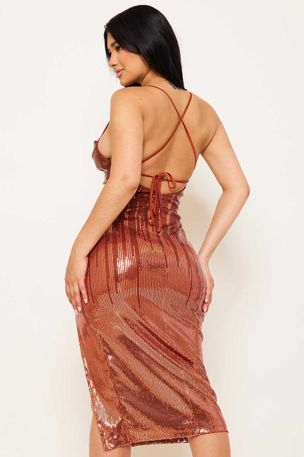 Symphony Dress - Sequin Two-Town Midi Dress | Zezebe