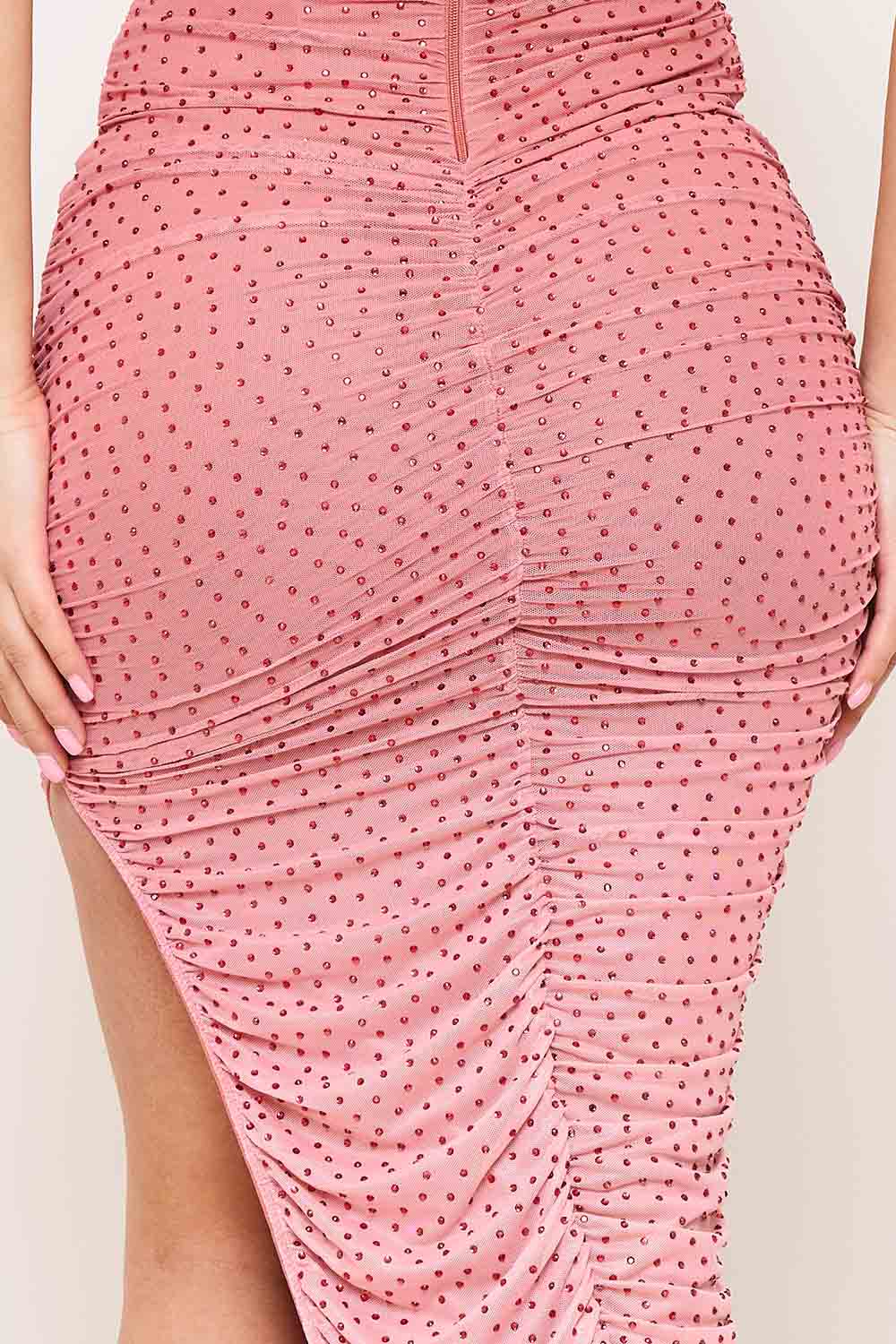 Symphony Dress - Ombre Rhinestone Square Neck Midi Dress | Zezebe