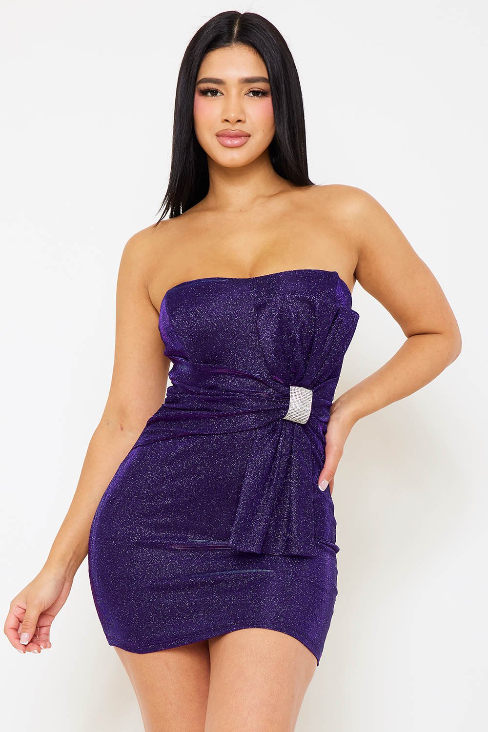 Symphony Dress - Shimmer Glitter Tube Top Mini Dress | Zezebe